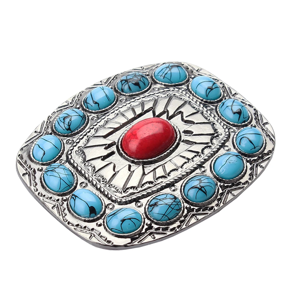 Vintage Cowboy Rodeo Turquoise Bead Belt Buckle Western American Belt Buckle