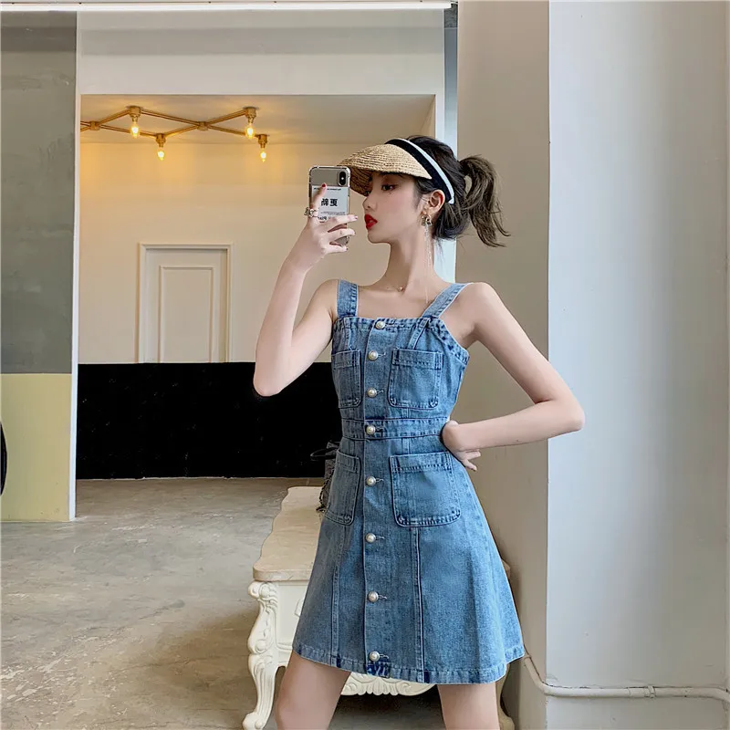 2019 Summer Jeans Dress Women Sexy Sleeveless Blue Denim Dress Vintage Retro Spaghetti Straps Sundress A Line Mini Tank Dress
2019 Summer Jeans Dress Women Sexy Sleeveless Blue Denim Dress Vintage Retro Spaghetti Straps Sundress A Line Mini Tank Dress
