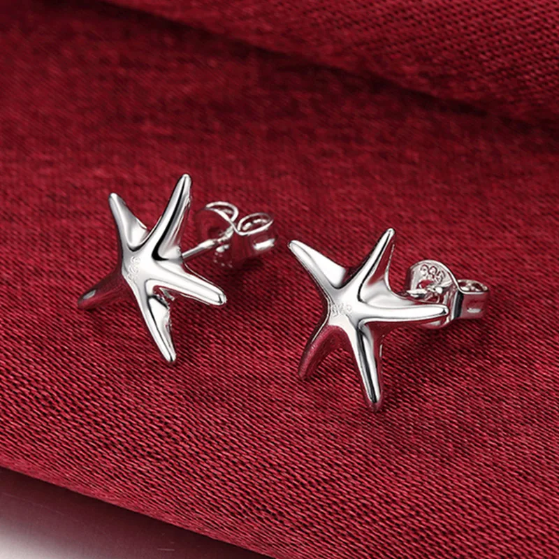 Genuine 100% Real Pure 925 Silver Color Starfish Earrings Women Jewelry Free Shipping Christmas Gift Party Wholesale Hot Sale
Genuine 100% Real Pure 925 Silver Color Starfish Earrings Women Jewelry Free Shipping Christmas Gift Party Wholesale Hot Sale