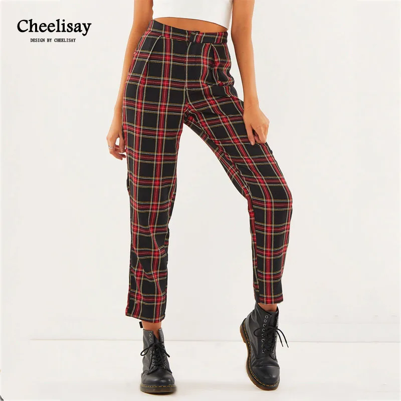 Cheelisy Spring Cotton Straight Plaid Women's Pants Ankle-Length Zipper Capris Casual Loose Mid Waist Trousers Pantalon Femme
Cheelisy Spring Cotton Straight Plaid Women's Pants Ankle-Length Zipper Capris Casual Loose Mid Waist Trousers Pantalon Femme