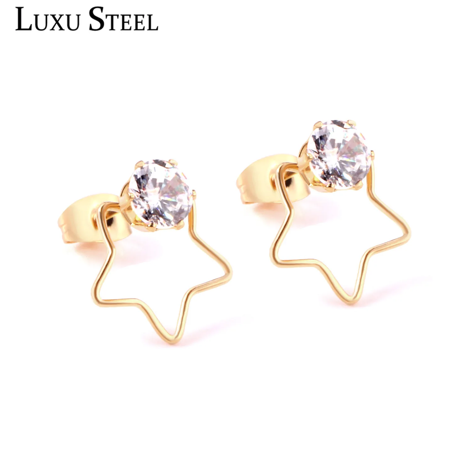 LUXUSTEEL Baby/Girl/Women Earring Stainless Steel Star Shape With Cubic Zirconia Stud Earring Push Back Jewelry Wholesale Gift
LUXUSTEEL Baby/Girl/Women Earring Stainless Steel Star Shape With Cubic Zirconia Stud Earring Push Back Jewelry Wholesale Gift