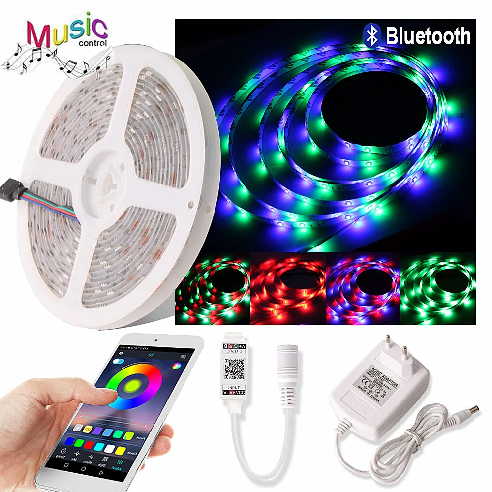 SMD2835 5M RGB Tape LED Strip Waterproof Light Flexible Diode Neon Tira LED Strip 220V Bluetooth Controller 12V 2A Power Supply
SMD2835 5M RGB Tape LED Strip Waterproof Light Flexible Diode Neon Tira LED Strip 220V Bluetooth Controller 12V 2A Power Supply