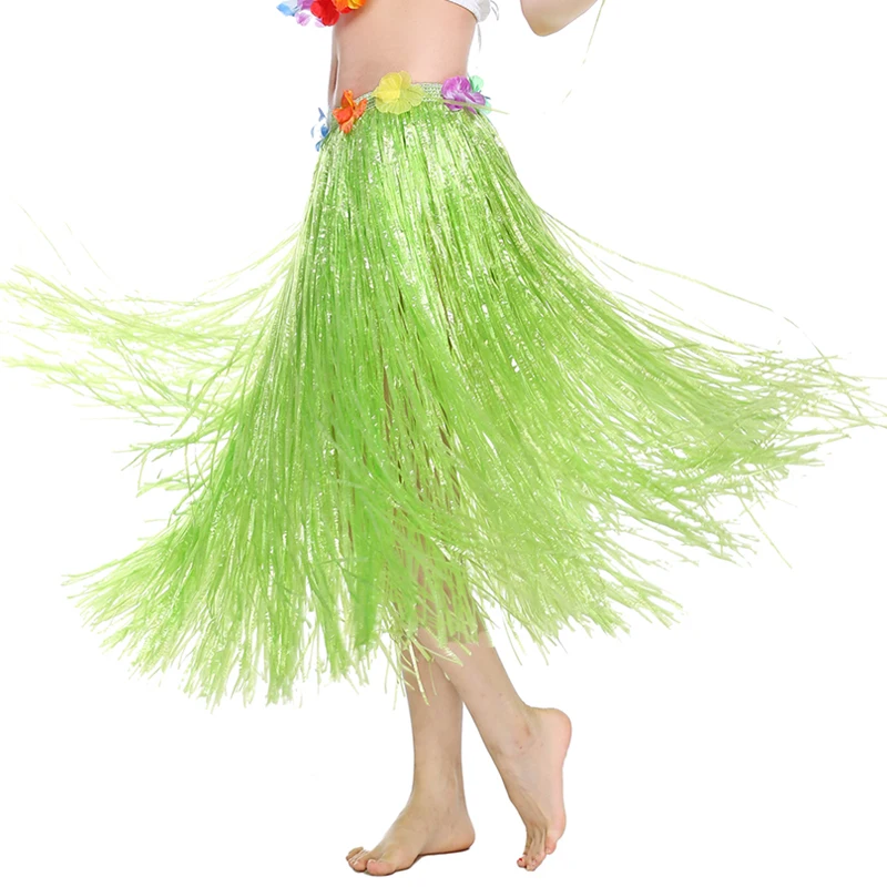 HOT Hawaiian Party Girl 1//4 Piece Kit Beach Party Lei Grass Hula Skirt Outfit