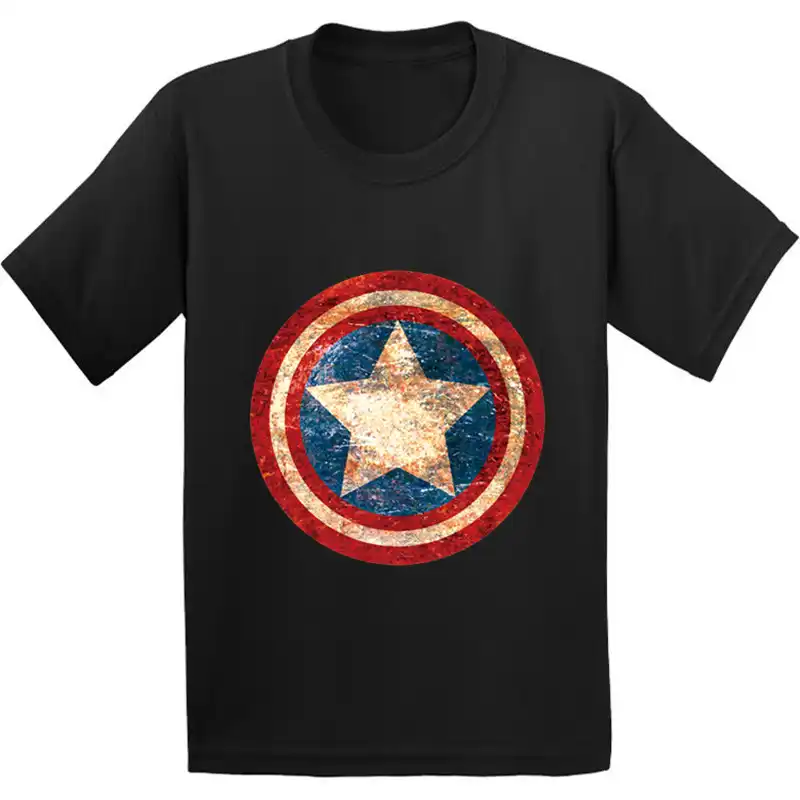 綿 100 アベンジャーズキャプテン アメリカフラッシュロゴパターンtシャツベビースーパーヒーローの服男の子 ガールズファッションtシャツ Gkt256 Gooum