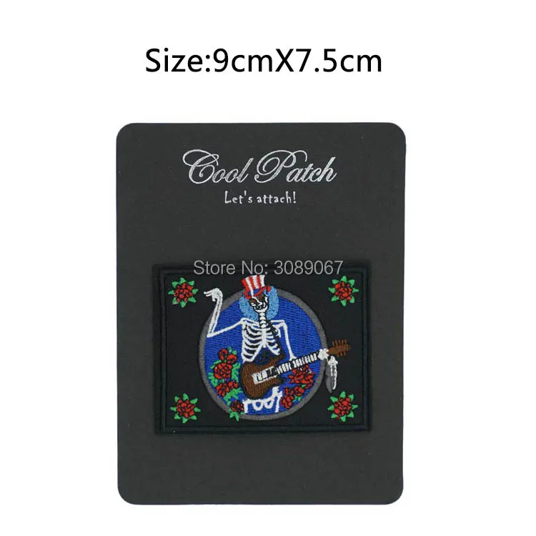 3 5 "GRATEFUL DEAD SKELETON AND ROSES Logo ВЫШИТАЯ музыкальная группа IRON ON пластырь Rock Punk Heavy Metal hook