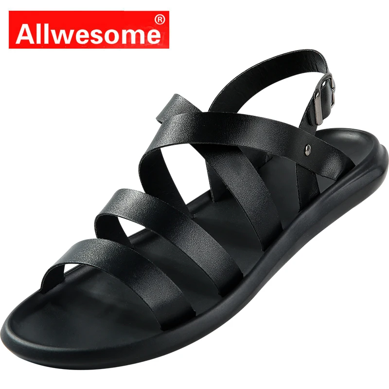 Allwesome Men Sandals Genuine Leather Gladiator Jelly Shoes Men Flat Beach Buckle Strap Sandals White Black Rubber Shoes
Allwesome Men Sandals Genuine Leather Gladiator Jelly Shoes Men Flat Beach Buckle Strap Sandals White Black Rubber Shoes