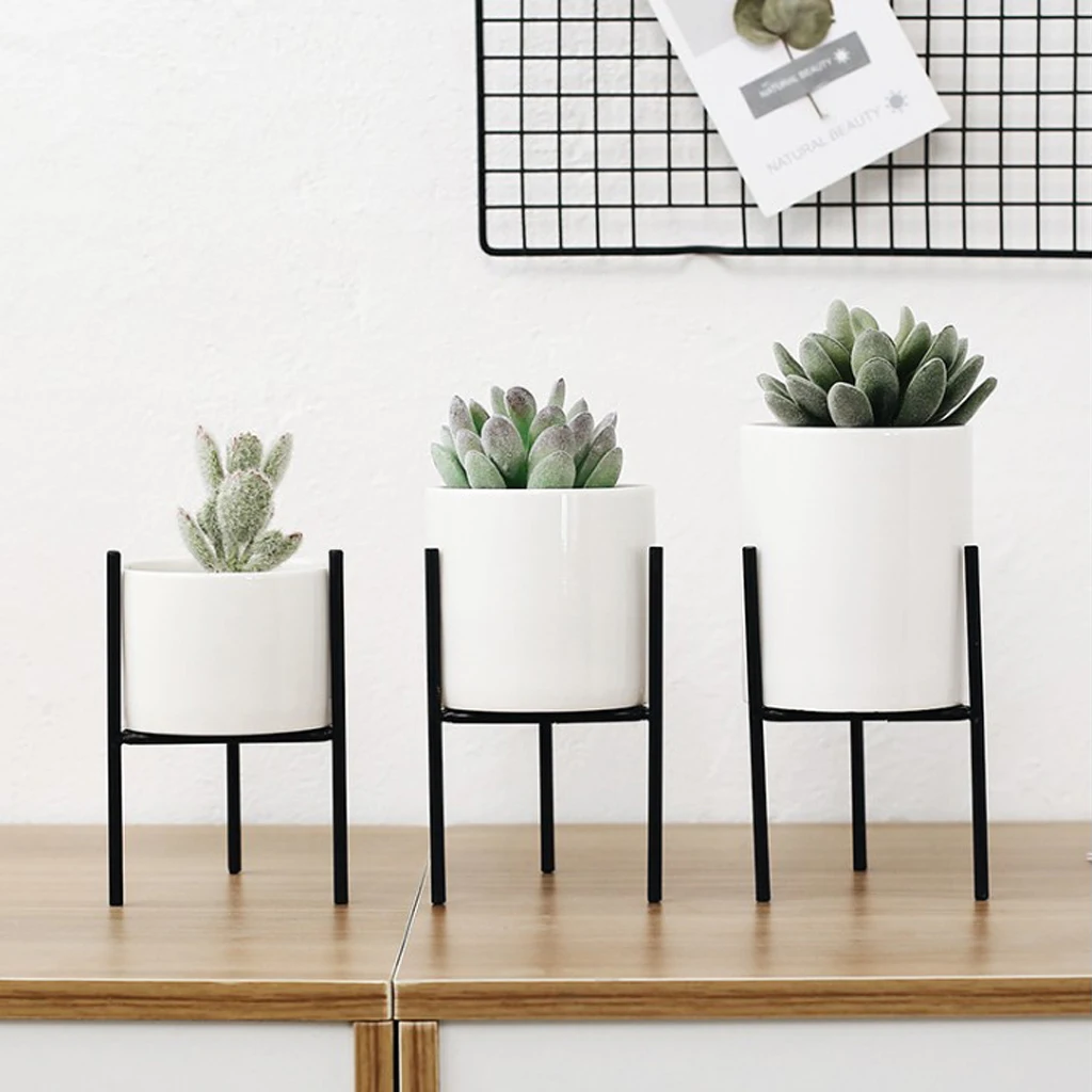 3Pcs Metal Plant Stand Succulent Flowerpot Planter for Office Home Decor 3Pcs Metal Plant Stand Succulent Flowerpot Planter for Office Home Decor