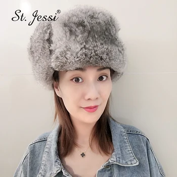 ST. Jessi Fur Hat Cap For Unisex Real Natural Rabbit Fur Russian Ushanka Bomber Hat Winter Thick Warm XL SIZE Soviet Cap 
ST. Jessi Fur Hat Cap For Unisex Real Natural Rabbit Fur Russian Ushanka Bomber Hat Winter Thick Warm XL SIZE Soviet Cap