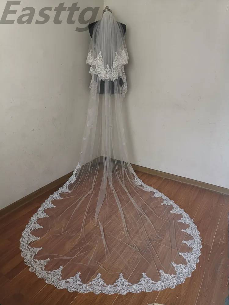 Real Photos White/Ivory High Quality 2 T Lace Edge 3M Cathedral Wedding Veil with Comb Bridal Veils Accessories velos de novia
Real Photos White/Ivory High Quality 2 T Lace Edge 3M Cathedral Wedding Veil with Comb Bridal Veils Accessories velos de novia