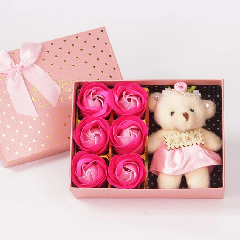 New Party Favors 6PCS Rose Soap Gift Box And Bear Valentine's Day Wedding Gifts For Guests Wedding Souvenir Bridesmaid Gift
New Party Favors 6PCS Rose Soap Gift Box And Bear Valentine's Day Wedding Gifts For Guests Wedding Souvenir Bridesmaid Gift
