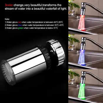360degree Rotating LED Basin Faucet Temperature Sensor 3 Color Changing Adjustable Sink Faucet Kitchen Water Tap Nozzle Aerator
360degree Rotating LED Basin Faucet Temperature Sensor 3 Color Changing Adjustable Sink Faucet Kitchen Water Tap Nozzle Aerator
