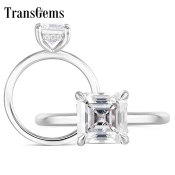 TransGems Fashion 14K White Gold 6.5mm FG Color Asscher Cut Moissanite Diamond Engagement Rings For Women Wedding with Accents
TransGems Fashion 14K White Gold 6.5mm FG Color Asscher Cut Moissanite Diamond Engagement Rings For Women Wedding with Accents