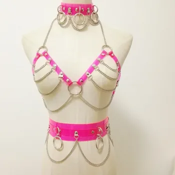 Women Punk Harness rose PVC Leather Handmade Bondage female Harajuku Chest Belt waistband waist belt Sexy silver Chain Bra
Women Punk Harness rose PVC Leather Handmade Bondage female Harajuku Chest Belt waistband waist belt Sexy silver Chain Bra