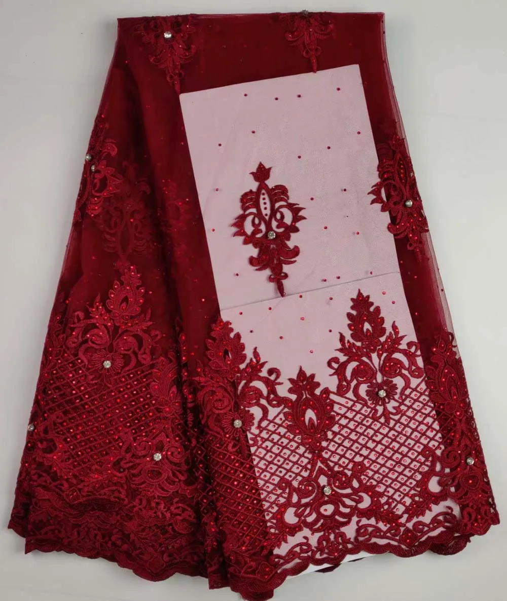 nigerian lace fabric 2019 fashion 3D Wine red lace material beaded fabric high quality embroidery fabric 5yard/lot
nigerian lace fabric 2019 fashion 3D Wine red lace material beaded fabric high quality embroidery fabric 5yard/lot