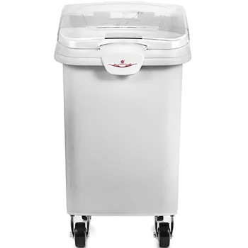 Easy to Move 27 Gallon White Plastic Mobile Ingredient Storage Bin with Lid Wide Application Good Material 
Easy to Move 27 Gallon White Plastic Mobile Ingredient Storage Bin with Lid Wide Application Good Material