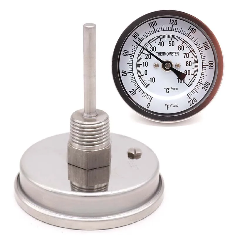 Bi-metal Thermometer 3"Face Dial Thermometer 1/2"NPT 0 - 220 F Homebrew Beer and Wine Thermometer Free Shipping
Bi-metal Thermometer 3"Face Dial Thermometer 1/2"NPT 0 - 220 F Homebrew Beer and Wine Thermometer Free Shipping