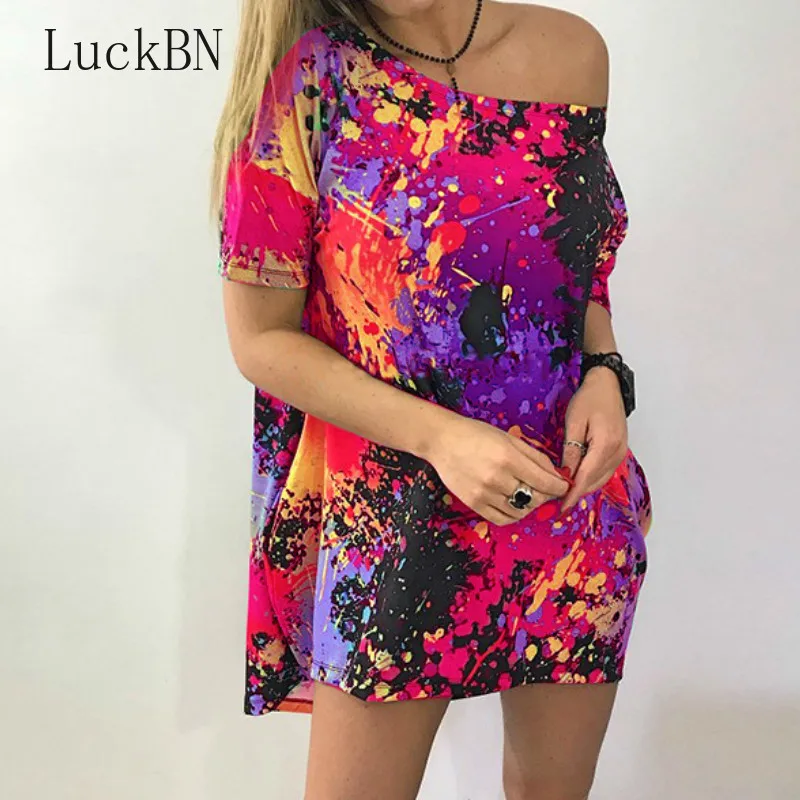 2019 Slash Collar Off-shoulder Loose Inkjet Printing T-shirt Women's T-shirts Summer Loose Casual Short-sleeved Casual Tops New
2019 Slash Collar Off-shoulder Loose Inkjet Printing T-shirt Women's T-shirts Summer Loose Casual Short-sleeved Casual Tops New