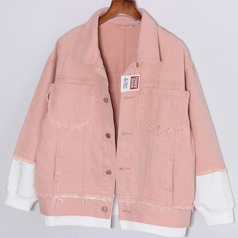 Fashion Pink Denim Jacket Women Spring Autumn Big size Loose Tassel Spliced Ladies Jeans Jacket Short Student Basic Coat Women
Fashion Pink Denim Jacket Women Spring Autumn Big size Loose Tassel Spliced Ladies Jeans Jacket Short Student Basic Coat Women
