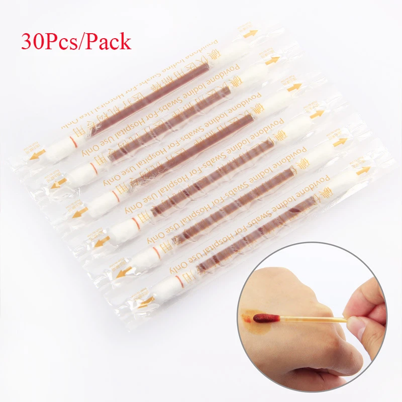30Pcs Disposable Medical Iodine Cotton Stick Antibacterial Iodine Disinfected Cotton Swab Sticks Climbing First Aid Kit Supplies
30Pcs Disposable Medical Iodine Cotton Stick Antibacterial Iodine Disinfected Cotton Swab Sticks Climbing First Aid Kit Supplies