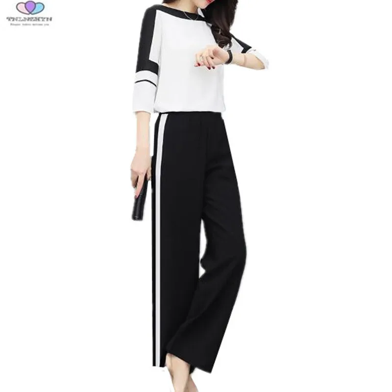 2018 Spring Summer Women Wide leg pants Suits Fashion 2 Pieces Set Chiffon Blousers+ Pants Casual ladies Pants Set TNLNZHYN E447
2018 Spring Summer Women Wide leg pants Suits Fashion 2 Pieces Set Chiffon Blousers+ Pants Casual ladies Pants Set TNLNZHYN E447