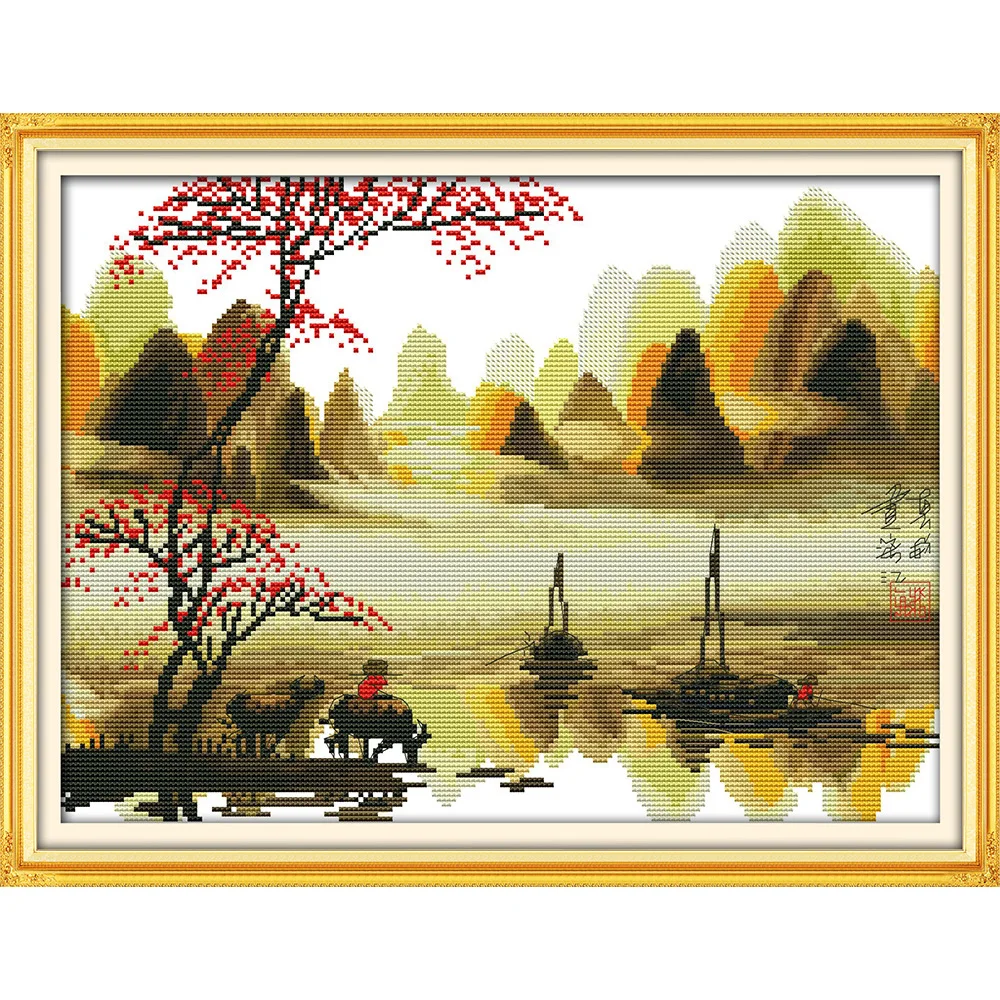 Вечная любовь поэтический Lijiang Li River (2) китайский набор крестиков экологический