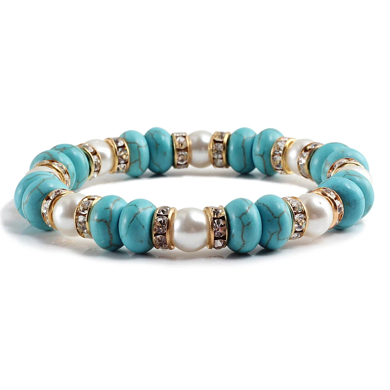 Fashion Turquoises Pearl Beads Distance Bracelets Rhinestone Circle Elastic Bracelet Yoga Fitness Charm Jewelry Women Men's Gift
Fashion Turquoises Pearl Beads Distance Bracelets Rhinestone Circle Elastic Bracelet Yoga Fitness Charm Jewelry Women Men's Gift