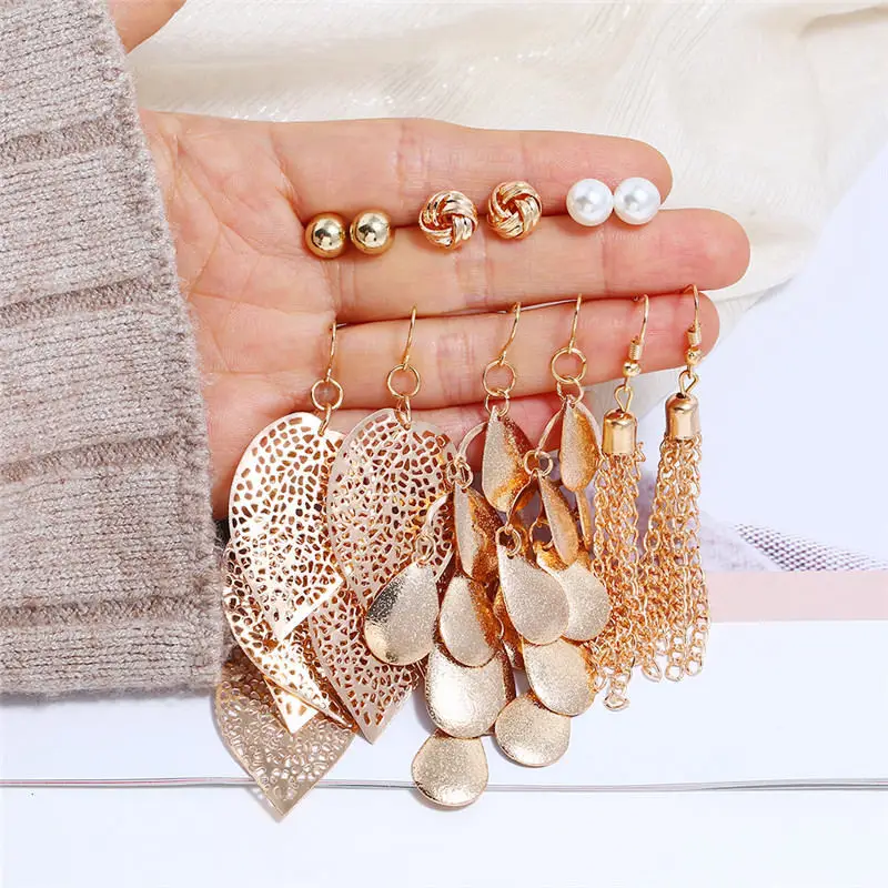 6 pair/lot Bohemian Mix Long Tassel Earrings Set For Women Gold Sequins Simulated Pearl Earring Round Knot Earings Charm Jewelry
6 pair/lot Bohemian Mix Long Tassel Earrings Set For Women Gold Sequins Simulated Pearl Earring Round Knot Earings Charm Jewelry