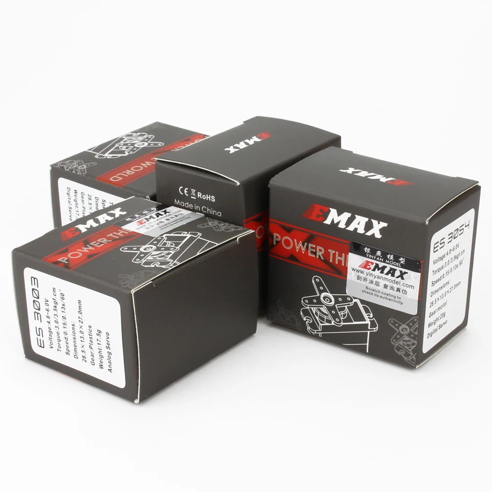 4pcs/lot new EMAX ES3003 ES3004 ES3053 ES3054 17g Plastic/Metal Analog/Digital Gear Servo For F3A 3D Airplane Model
4pcs/lot new EMAX ES3003 ES3004 ES3053 ES3054 17g Plastic/Metal Analog/Digital Gear Servo For F3A 3D Airplane Model