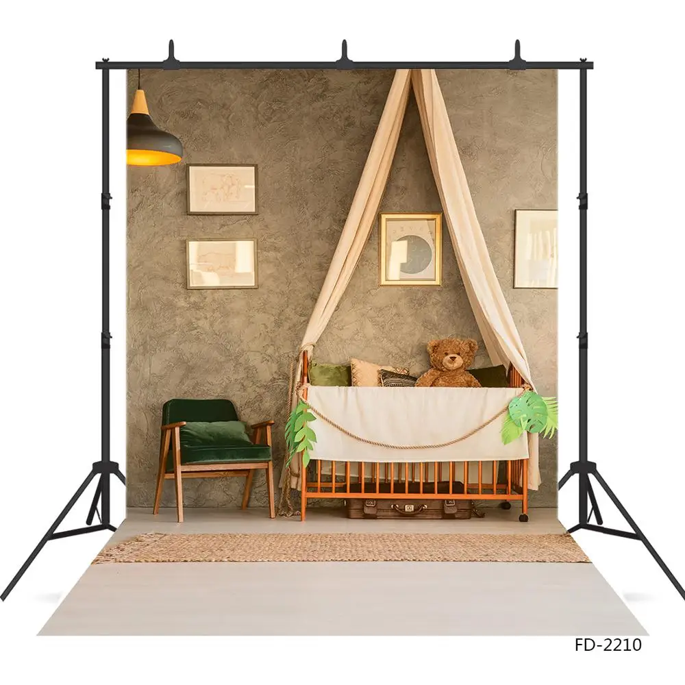 Crib Teddy Bear Vinyl Photo Background Scenic Computer Printed Photography Backdrops Photocall for Baby Children Studio | Электроника
