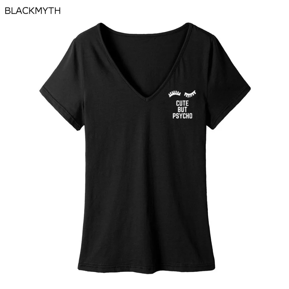 BLACKMYTH Short Sleeve Slim Cotton T Shirt Plus Size 6 Colors Printing Tops CUTE BUT PSYCHO V-neck Harajuku Summer Casual tshirt
BLACKMYTH Short Sleeve Slim Cotton T Shirt Plus Size 6 Colors Printing Tops CUTE BUT PSYCHO V-neck Harajuku Summer Casual tshirt