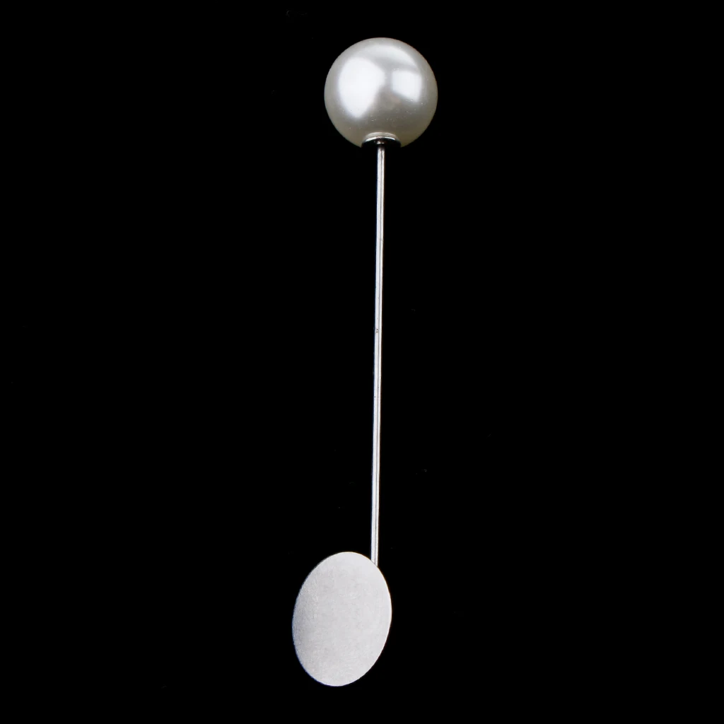 10 Piece Bulk Blank Tray Pad Long Stick Hat Scarf Brooch with Faux Pearl End Ball DIY Boutonniere Pin