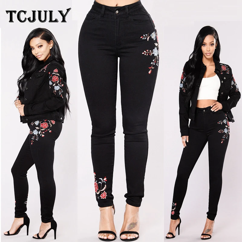 TCJULY Fashionable Black Jeans With Embroidery Skinny Push Up Stretch Denim Pants Streetwear Casual Washed Slim Jeans For Women
TCJULY Fashionable Black Jeans With Embroidery Skinny Push Up Stretch Denim Pants Streetwear Casual Washed Slim Jeans For Women