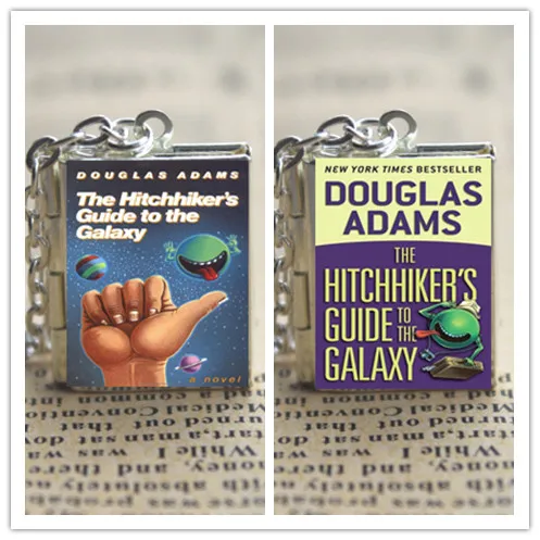 

The Hitchhiker's Guide to the Galaxy Book Locket Necklace Keyring silver & BRONZE tone B2130