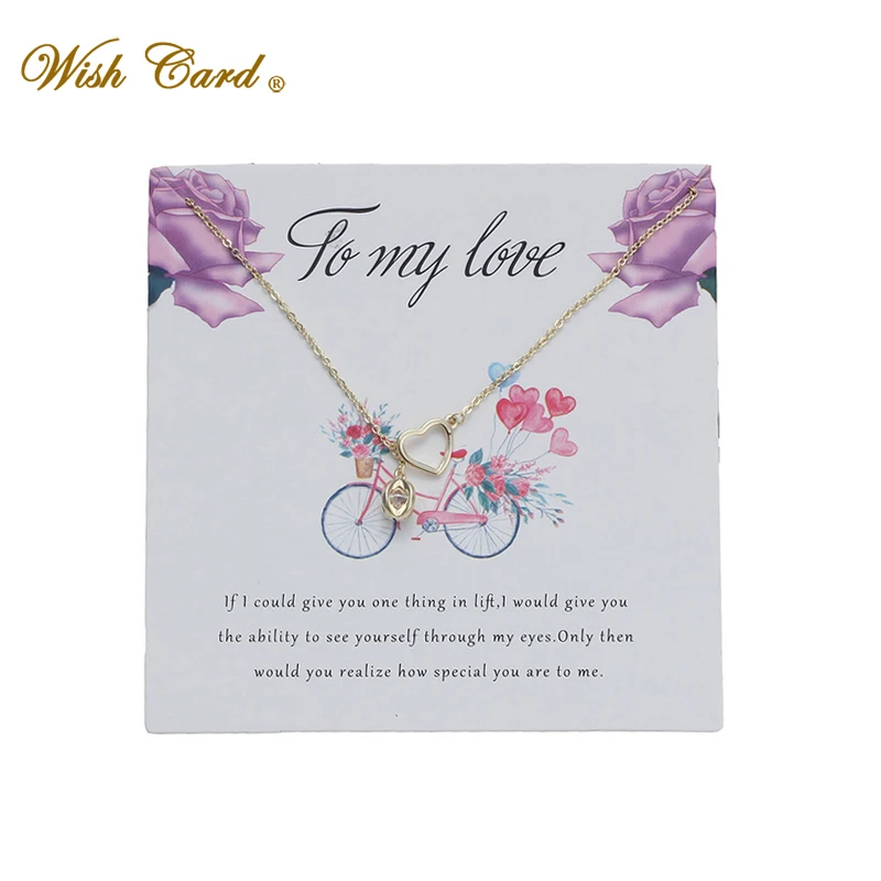 Wish Card Heart Crystal Pendant Chain Necklaces for Women Best Lover Festival Wedding Romantic Present Dainty Gift EY6040
Wish Card Heart Crystal Pendant Chain Necklaces for Women Best Lover Festival Wedding Romantic Present Dainty Gift EY6040