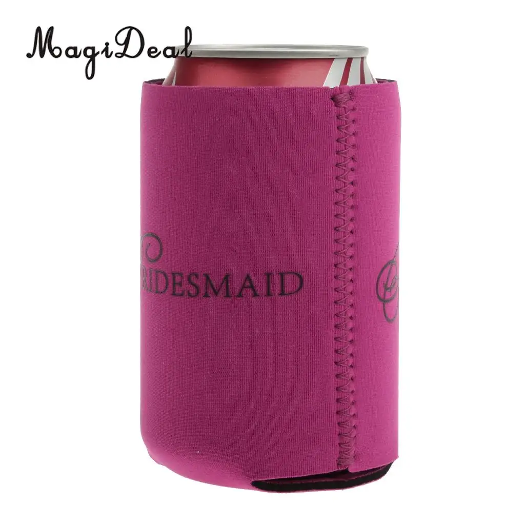 MagiDeal Bride Groom Bridesmaid Maid of Honor Sleeve Protection Insulation Neoprene Can Cooler Hens Night Party Decor
