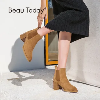 BeauToday Women High Heel Chelsea Boots Cow Suede Leather Pointed Toe Elastic Band Autumn Ladies Ankle Boots Handmade 03324
BeauToday Women High Heel Chelsea Boots Cow Suede Leather Pointed Toe Elastic Band Autumn Ladies Ankle Boots Handmade 03324
