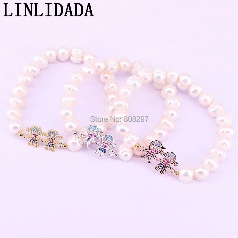 Charms 8Pcs Fashion CZ Micro Pave Girl And Boy Bracelet Freshwater Pearl Beaded Stretch Bracelets
Charms 8Pcs Fashion CZ Micro Pave Girl And Boy Bracelet Freshwater Pearl Beaded Stretch Bracelets