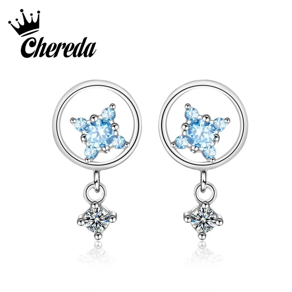 Chereda Geometric Charm Drop Earring Silver Blue Crystal Dangle Earrings Valentine's Day Best Gift for Lover Girl
Chereda Geometric Charm Drop Earring Silver Blue Crystal Dangle Earrings Valentine's Day Best Gift for Lover Girl