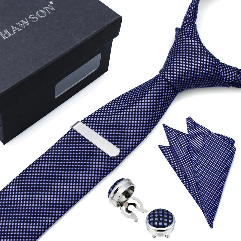 HAWSON Blue Polyester Plaid Necktie Set with Pocket Square Tie Clip Button Cover Cuff Link For Men, Men's Gift, Mens Deco
HAWSON Blue Polyester Plaid Necktie Set with Pocket Square Tie Clip Button Cover Cuff Link For Men, Men's Gift, Mens Deco