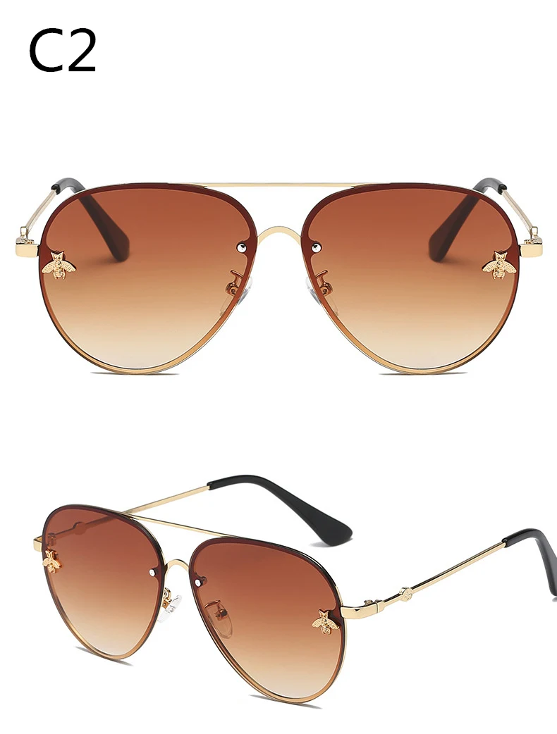 ASOUZ 2019 new fashion ladies sunglasses UV400 metal oval frame bee sunglasses classic brand design sports driving sunglasses (2)