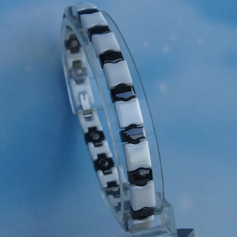 

elegant 2tone white & black hi-tech scratch proof magnetic ceramic bracelets bangles