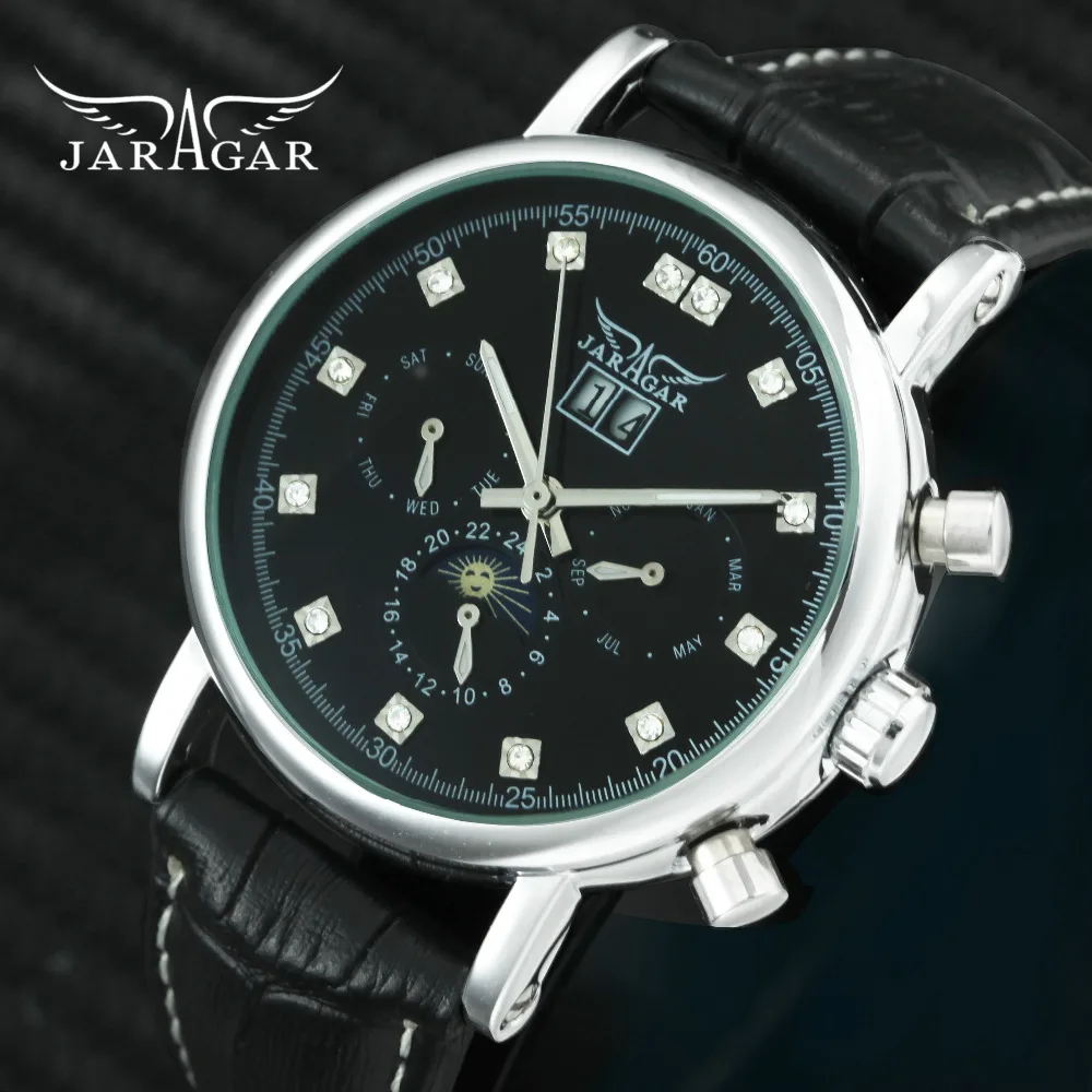 JARAGAR Fashion Casual Auto Mechanical Watch Men Crystal Decoration Dial Sub-dial Leather Strap Mens Watches Top Brand Luxury
JARAGAR Fashion Casual Auto Mechanical Watch Men Crystal Decoration Dial Sub-dial Leather Strap Mens Watches Top Brand Luxury