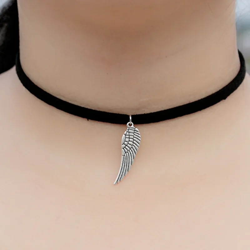 

NK878 Bijoux Hot Gothic Collares New Vintage Angel Wing Chokers Necklace For Women Jewelry Girl Gift Collars Steampunk Colar