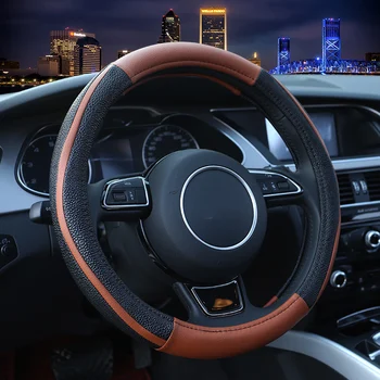 Two-Tone Car Steering Wheel Cover Sport Leather Steering Covers Four Season Auto Supplier Car Accessories Steering Wheel Cases 
Two-Tone Car Steering Wheel Cover Sport Leather Steering Covers Four Season Auto Supplier Car Accessories Steering Wheel Cases
