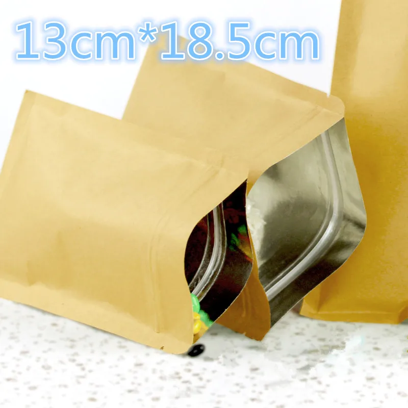 50Pcs/Lot 13*18.5cm (5.1"*7.3") Kraft Paper Aluminum Foil Food Storage Pack Bag For Coffee Powder Bean Package Zipper Lock Pouch
50Pcs/Lot 13*18.5cm (5.1"*7.3") Kraft Paper Aluminum Foil Food Storage Pack Bag For Coffee Powder Bean Package Zipper Lock Pouch