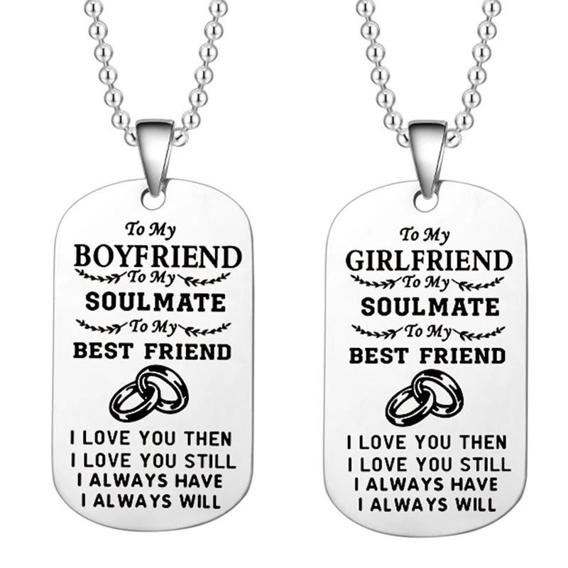 Stainless Steel Couple Necklace To My Husband/wife/boyfriend Dog Tag Pendant Love Forever Jewelry Valentine's Day Present
Stainless Steel Couple Necklace To My Husband/wife/boyfriend Dog Tag Pendant Love Forever Jewelry Valentine's Day Present
