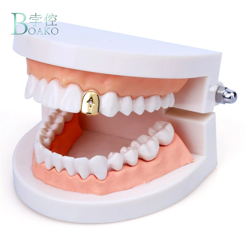 Solo Bling Grillz Cruz De Hielo Hiphop Bling Clip Diente de Oro Plateado