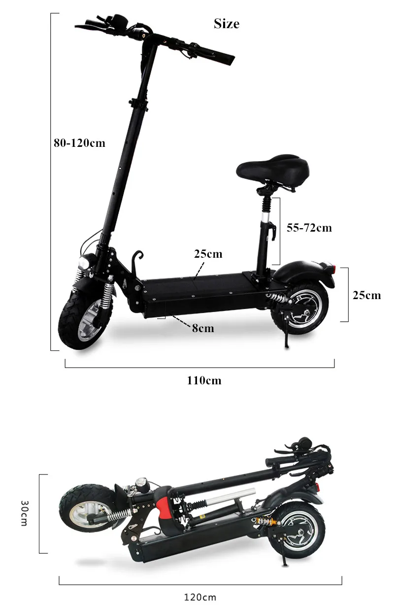 Perfect electric scooter have a seat 11 inch tire 1200w 48V Adultes use 18Ah/26Ah 6