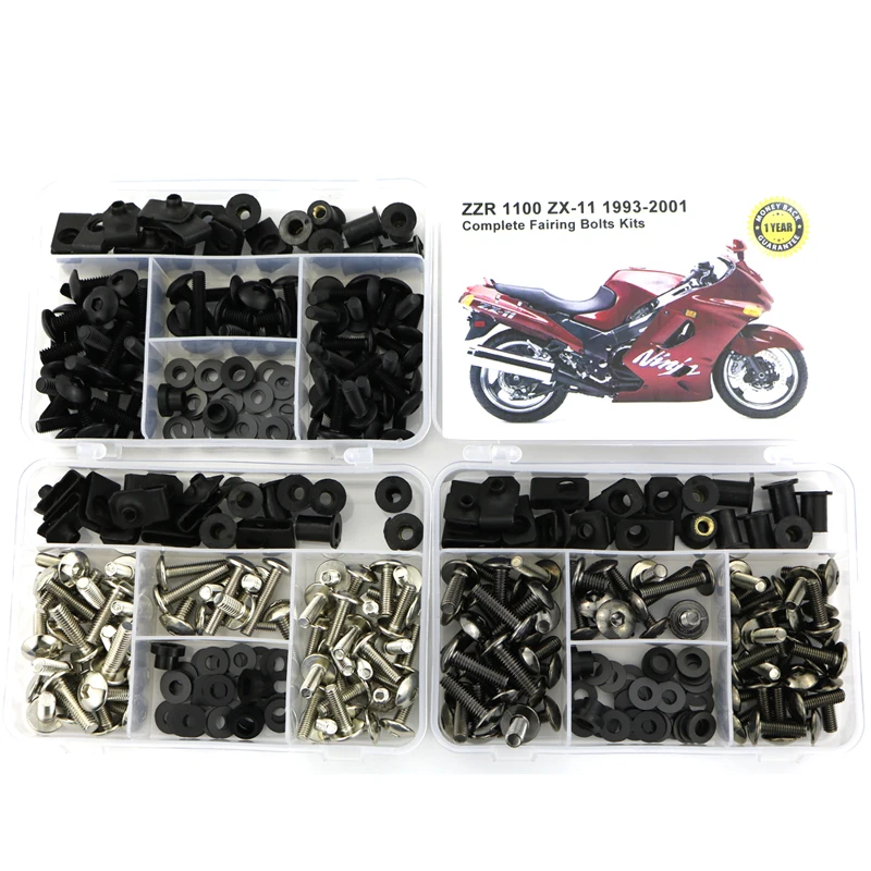 

Motorcycle Complete Full Fairing Bolts Kits Fit For Kawasaki ZZR1100 ZX-11 1993-2001 Screws Steel Bodywork Speed Nuts Bolt