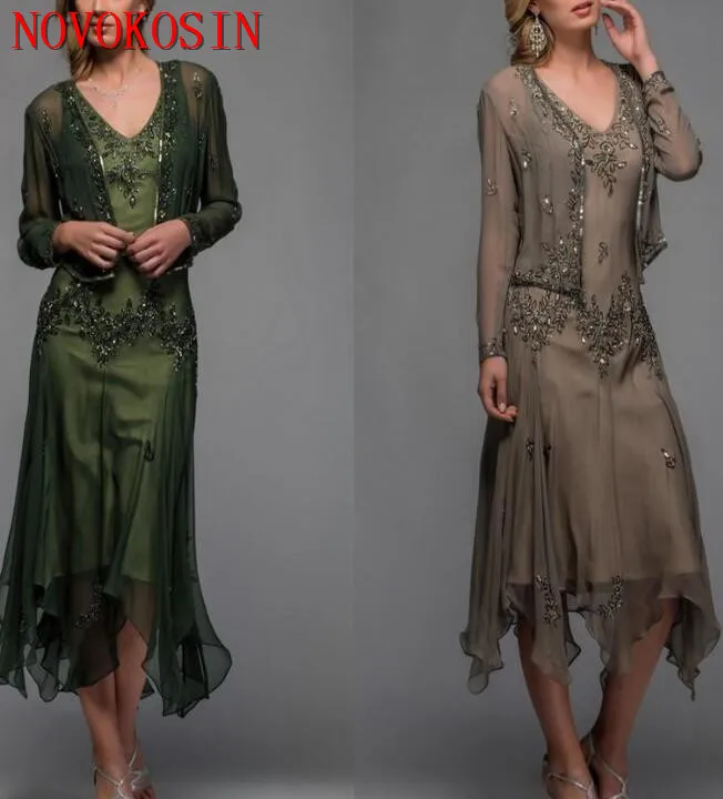 2019 Tea Length Mother of The Bride Groom Dresses with Jacket Appliques and Beaded V Neck A Line Evening Gowns Plus Size
2019 Tea Length Mother of The Bride Groom Dresses with Jacket Appliques and Beaded V Neck A Line Evening Gowns Plus Size